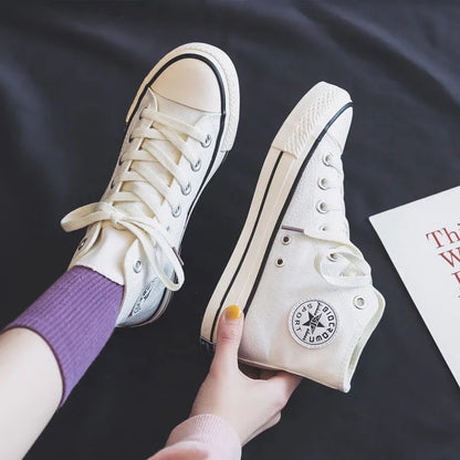 Women High Format Sneakers made of lightweight and breathable canvas with classic design Ivyshape