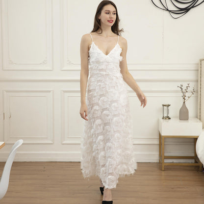 Women's Feather Maxi Dress Ivyshape