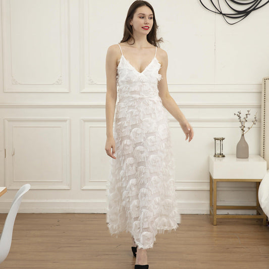 Women's Feather Maxi Dress Ivyshape