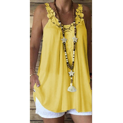 Women Bohemian Lace Trim Tunic Top Ivyshape