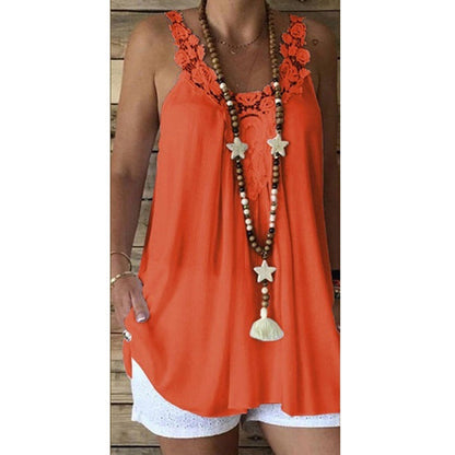 Women Bohemian Lace Trim Tunic Top Ivyshape