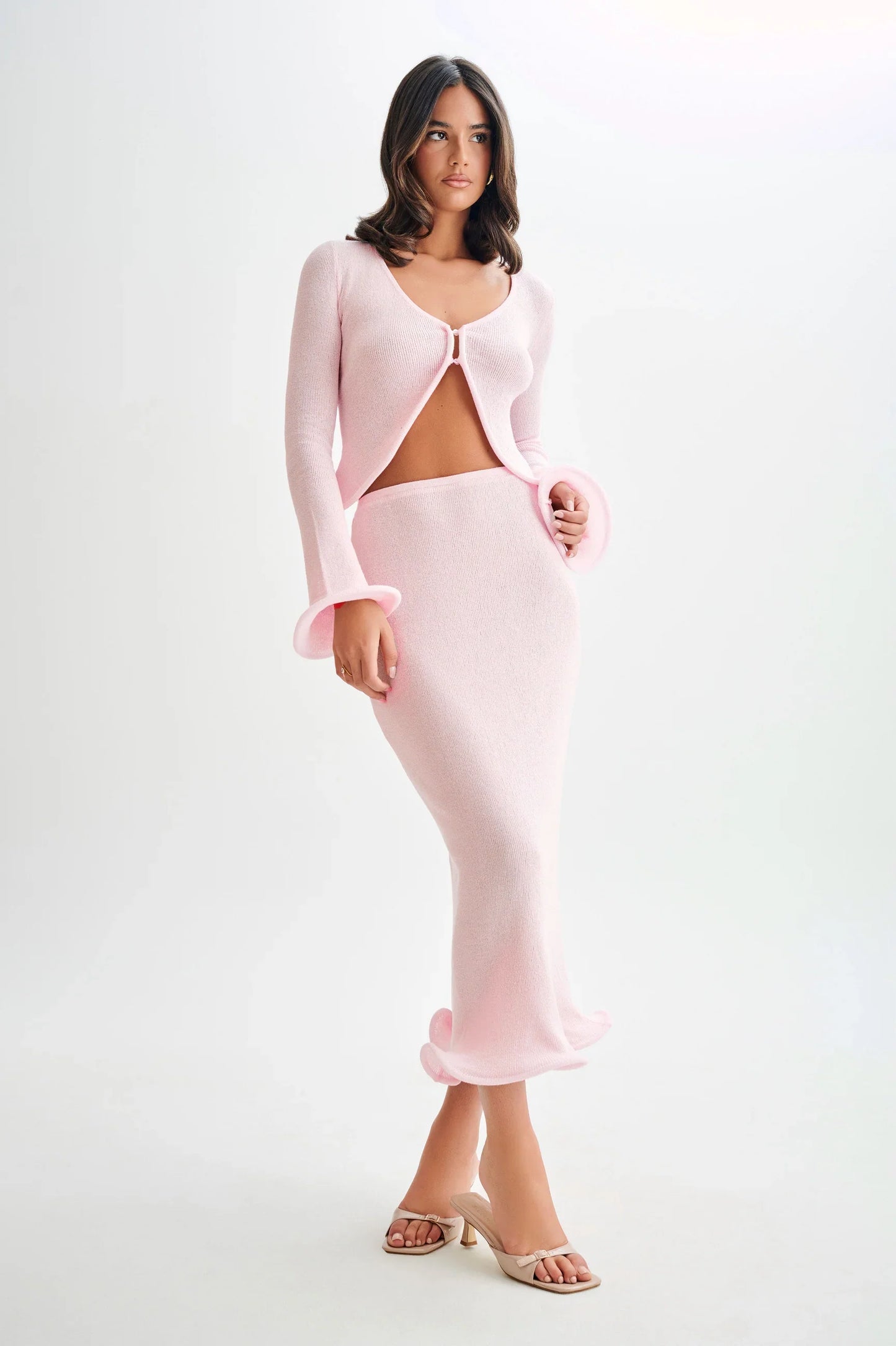 Virelle™ | Sculpted Knit Ripple Hem Top & Skirt Set