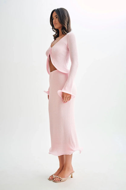 Virelle™ | Sculpted Knit Ripple Hem Top & Skirt Set