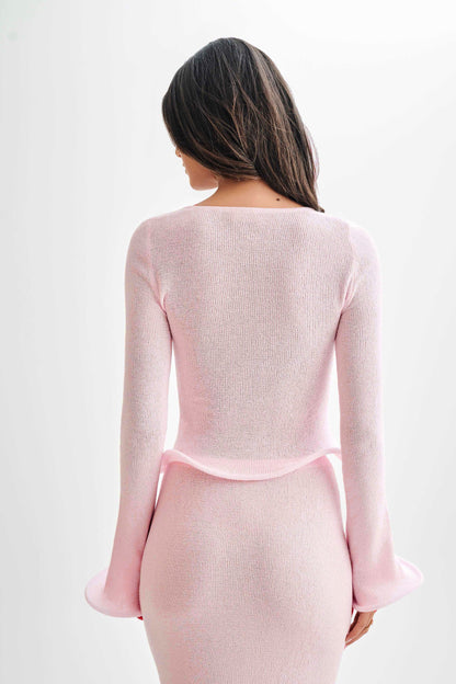 Virelle™ | Sculpted Knit Ripple Hem Top & Skirt Set