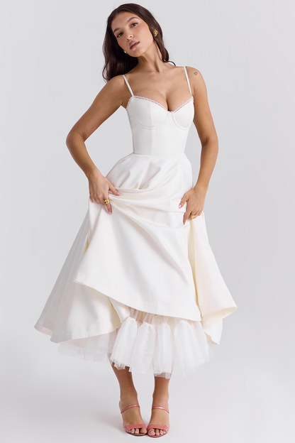 Celestia™ | Royal Satin Midi Dress