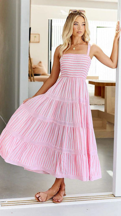 Leria - Cool and charming striped long dress