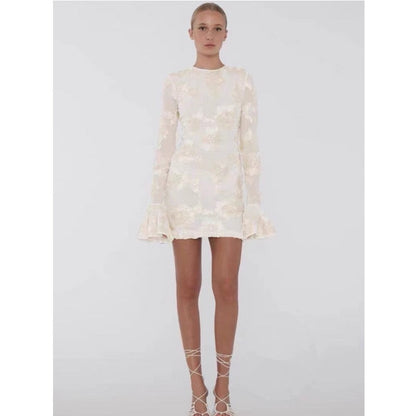 Dafne - Vestido corto floral de manga larga