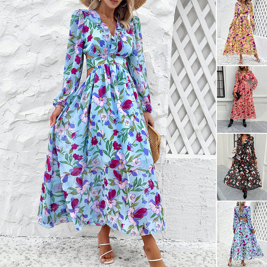 Mireya | Abito casual da donna con stampa floreale, scollo a V e vita aderente