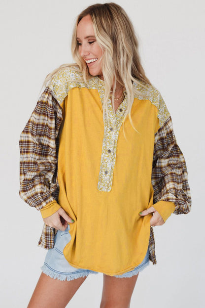 Martina | Blusa boho chic con maniche fantasia e dettagli floreali