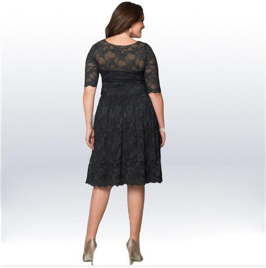 Women's Elegant Lace A-Line Dress Ivyshape