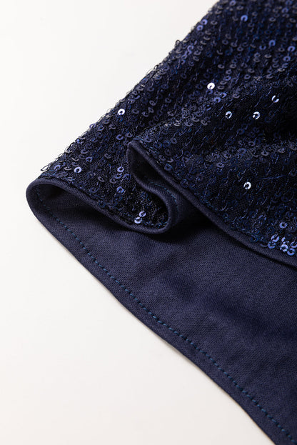 Laura | Top nero senza maniche con paillettes e scollo a V