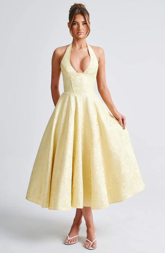 Julieta - Abito midi con scollo a farfalla