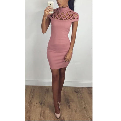 Women's Cut-Out High Neck Bodycon Dress Ivyshape