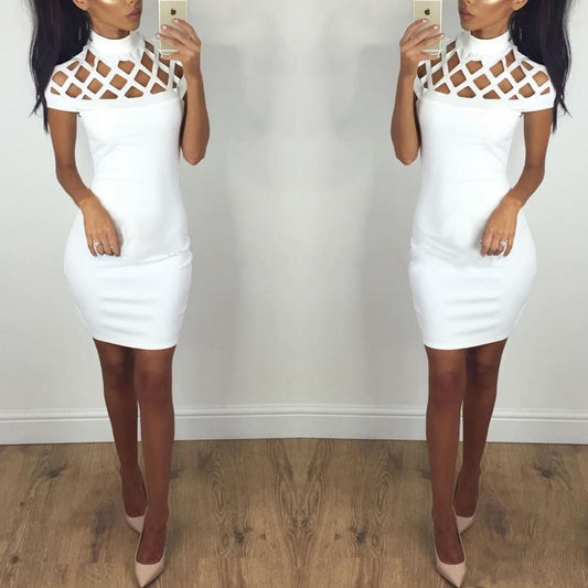 Women's Cut-Out High Neck Bodycon Dress Ivyshape