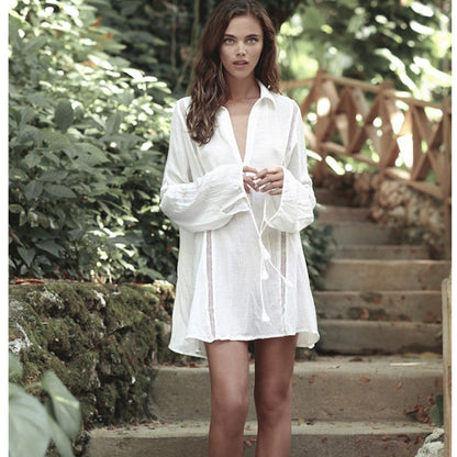 Women's casual beach shirt with shiny accents Ivyshape