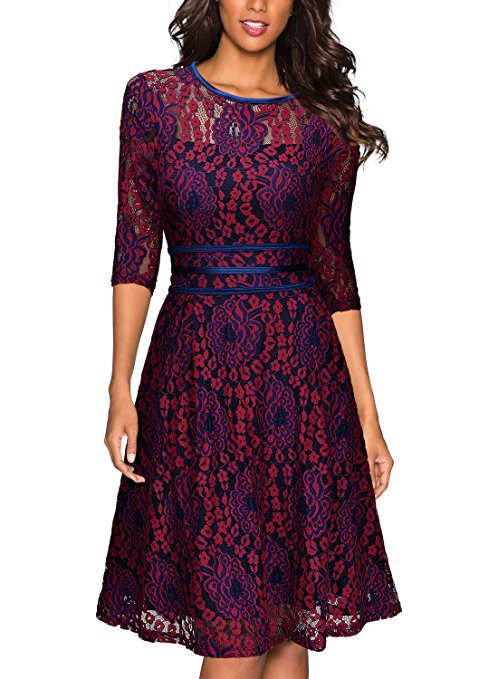 Women's Lace Fit-and-Flare Dress Ivyshape