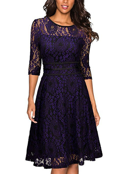 Women's Lace Fit-and-Flare Dress Ivyshape