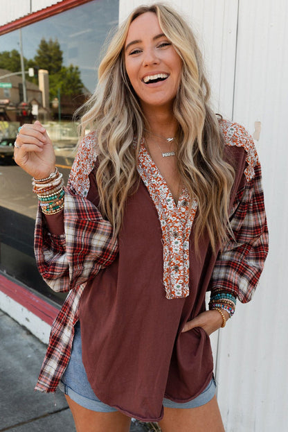 Martina | Blusa boho chic con maniche fantasia e dettagli floreali