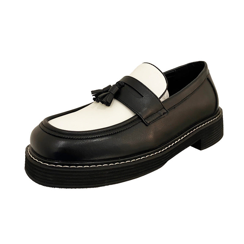 Andres | Piccoli mocassini in pelle bianca e nera con tendenza colore a contrasto per uomo