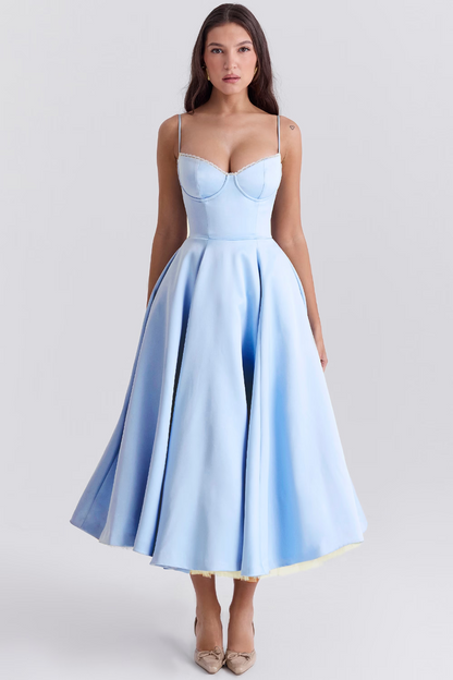 Celestia™ | Royal Satin Midi Dress