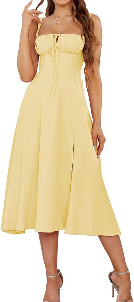 Sienna™ – Light Pink Midi Sundress with Spaghetti Straps