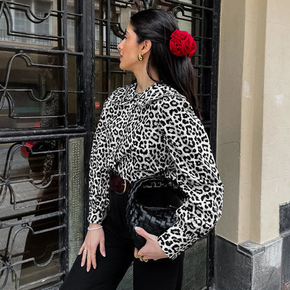 Clara - Blusa con estampado de leopardo