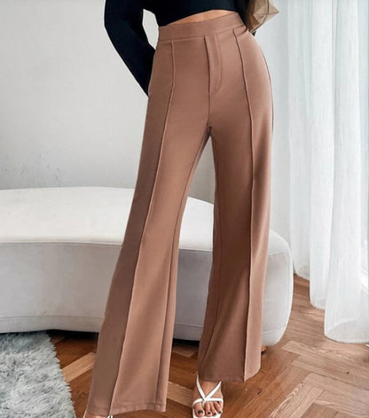Clara | Pantaloni casual da donna, a vita alta, larghi, a gamba dritta