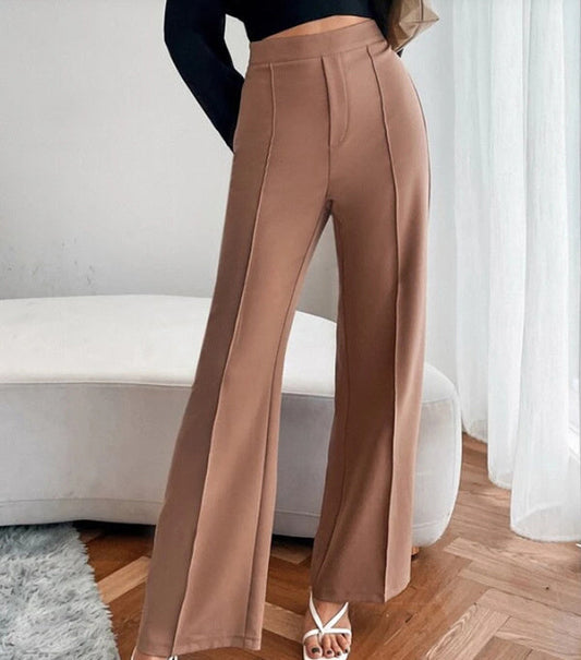 Clara | Pantaloni casual da donna, a vita alta, larghi, a gamba dritta