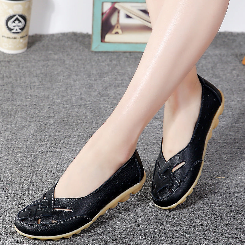 Elena - White perforated leather ballet flats with style and comfort