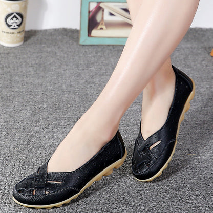 Elena - White perforated leather ballet flats with style and comfort