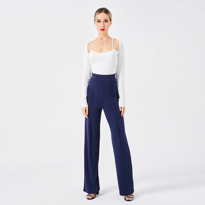 Carmen | Pantaloni casual in tinta unita, vestibilità slim, vita alta e fondo a campana