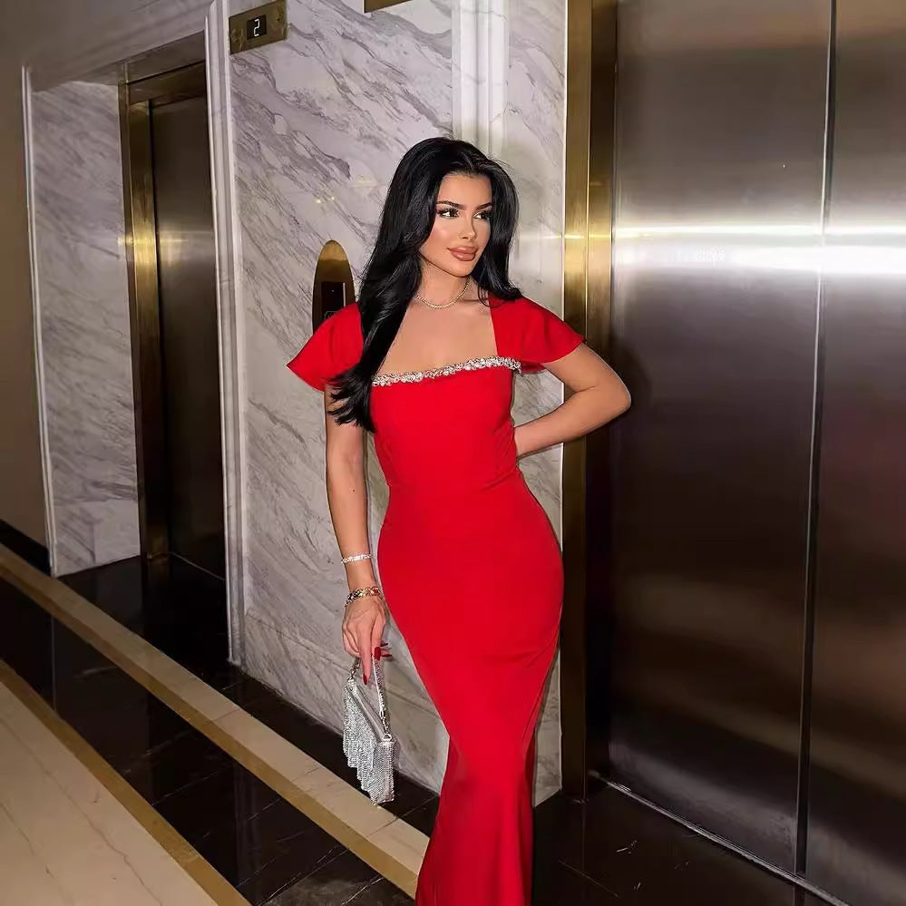 Adriana - Abito lungo aderente con dettagli scintillanti