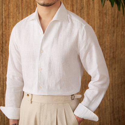 Daniel - Camicia classica in lino bianco