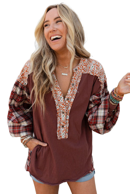 Martina | Blusa boho chic con maniche fantasia e dettagli floreali