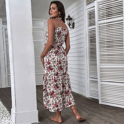 Magdalena | Abito midi senza spalline da donna con stampa floreale