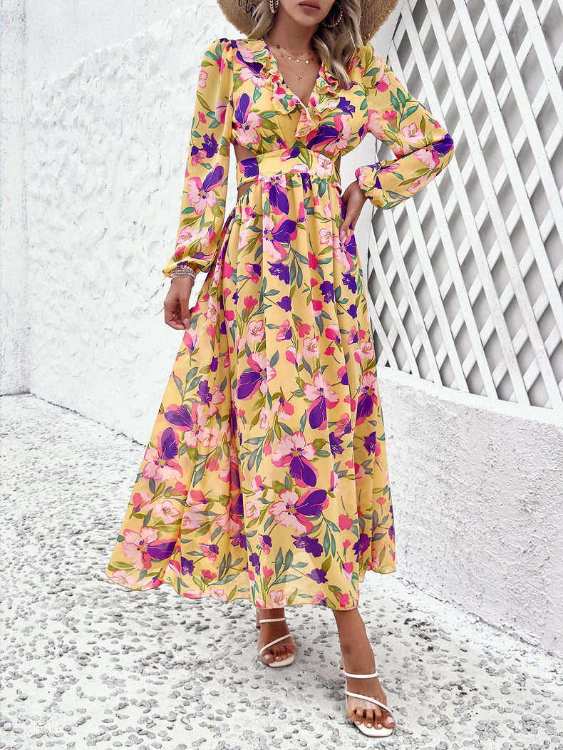 Mireya | Abito casual da donna con stampa floreale, scollo a V e vita aderente