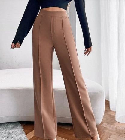 Clara | Pantaloni casual da donna, a vita alta, larghi, a gamba dritta