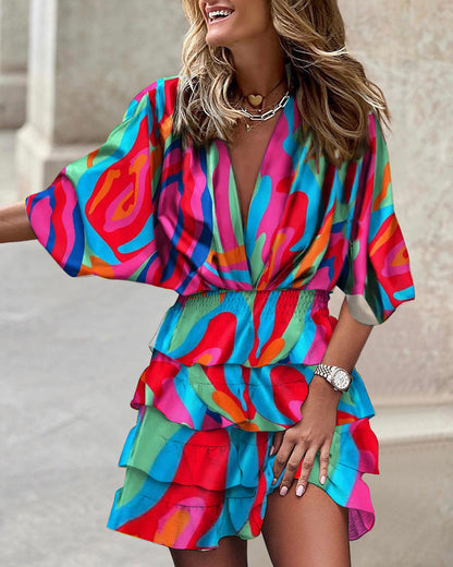 Sabrina - Multicolored jumpsuit with ruffle sleeves and chic style