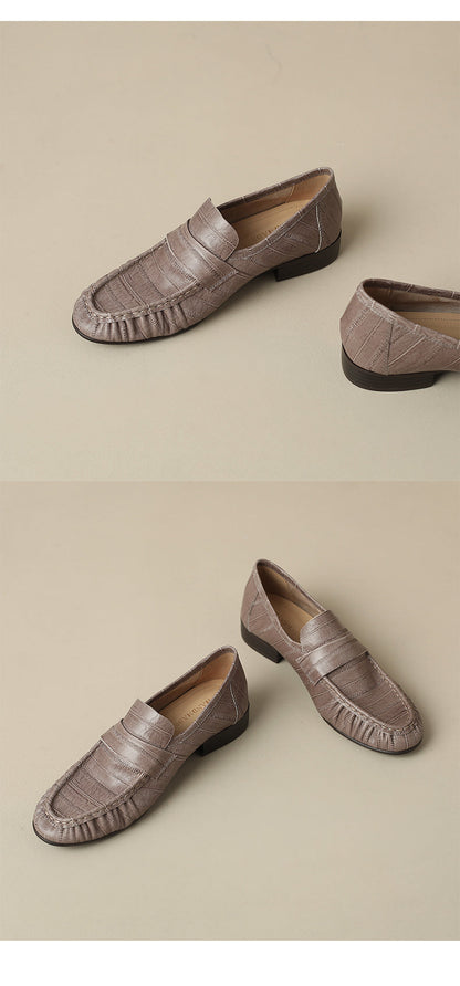 Oysynia | Mocassini casual da donna con pieghe in pelle