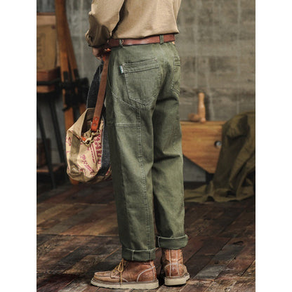 Antonio | pantaloni cargo casual da uomo in stile retrò verde militare