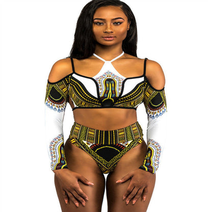 Women's Sporty Two-Piece with Long Sleeve Top and High Leg Cut Ivyshape
