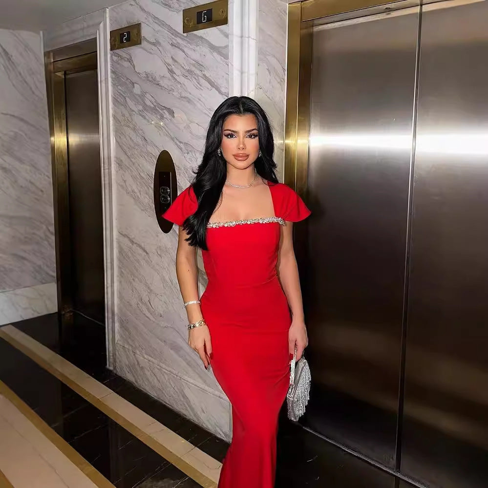 Adriana - Abito lungo aderente con dettagli scintillanti