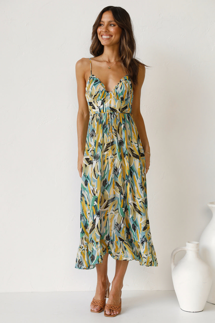 Camila - Midi dress with delicate fringing and sweetheart neckline