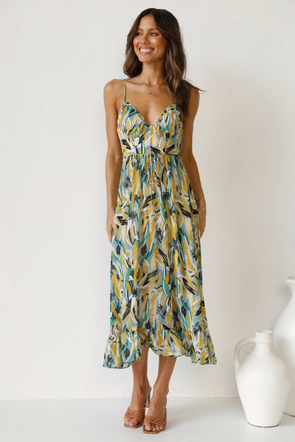 Camila - Midi dress with delicate fringing and sweetheart neckline