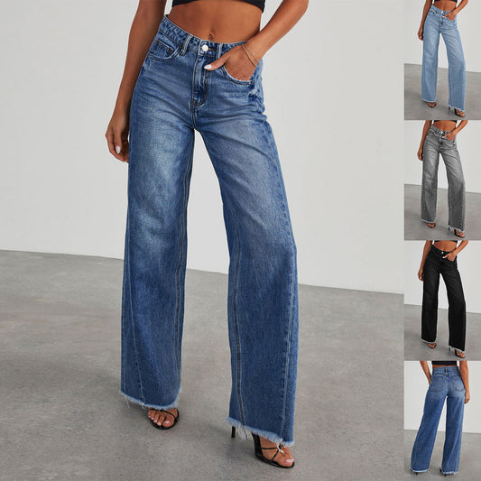 Carolina | Jeans alla moda a vita alta con tasche e vestibilità comoda e aderente.