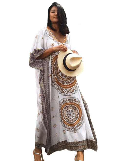 Women's Maxi Kaftan with intricate mandala pattern and elegant accents Ivyshape