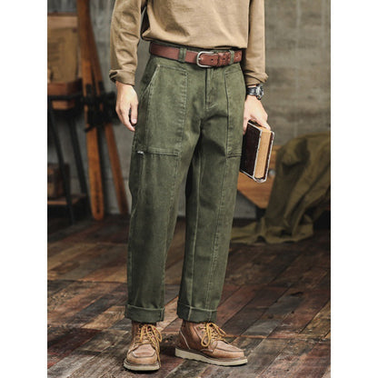 Antonio | pantaloni cargo casual da uomo in stile retrò verde militare