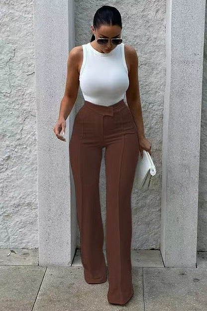 Carla | Pantaloni donna aderenti a gamba dritta con fibbia