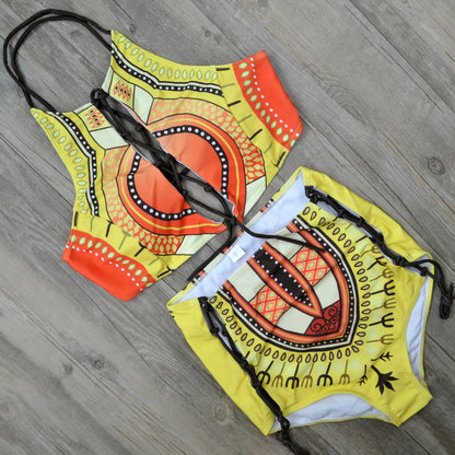 Women’s sport bikini set with colorful pattern and adjustable straps Ivyshape