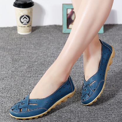 Elena - White perforated leather ballet flats with style and comfort